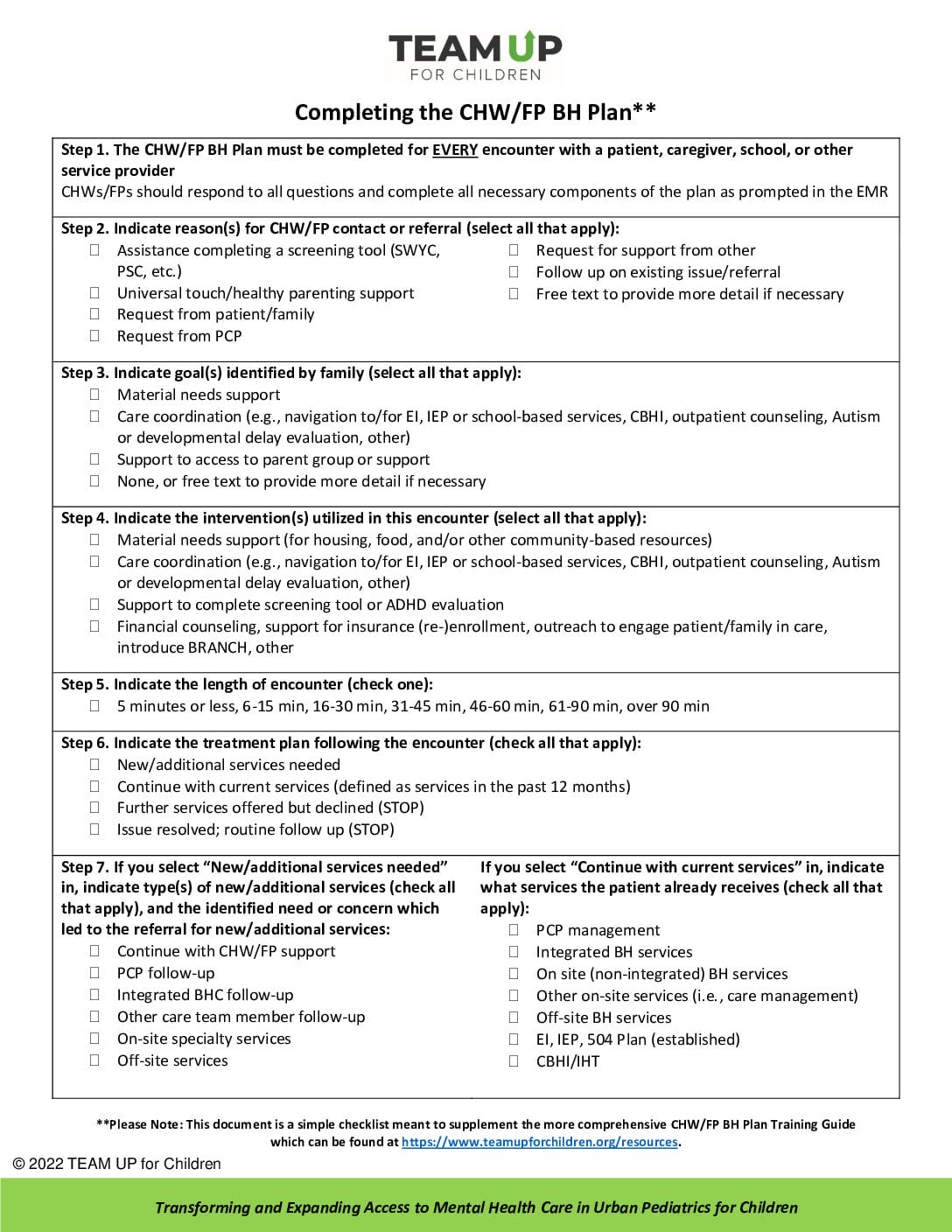 IBH Documentation CHW BH Plan