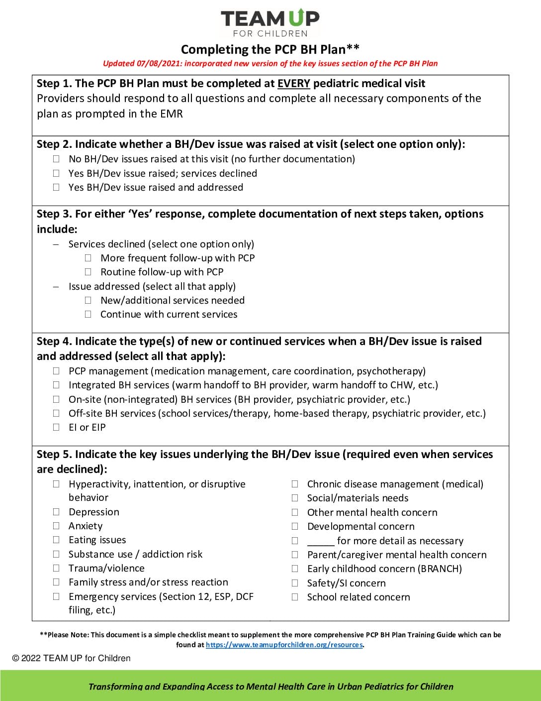 IBH Documentation PCP BH Plan